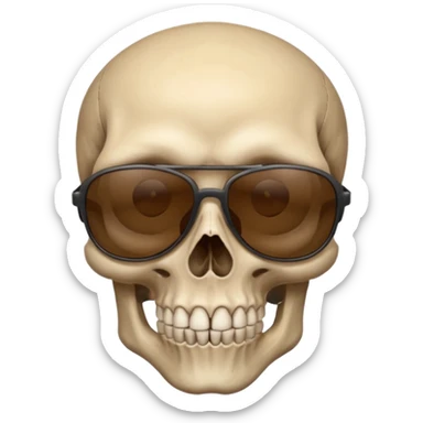 Make a skull face with sunglasses down a bit so you can see his eyes and his left eye brow up a bit make it look like an emoji cartoony sticker