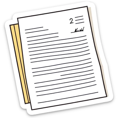 paper document with a paragraph of text and a handwritten signature at the bottom sticker