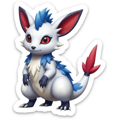 Scaly furry cute colorful exotic realistic painted smooth glossy Zangoose-Salandit-Minccino-Absol-fusion sticker