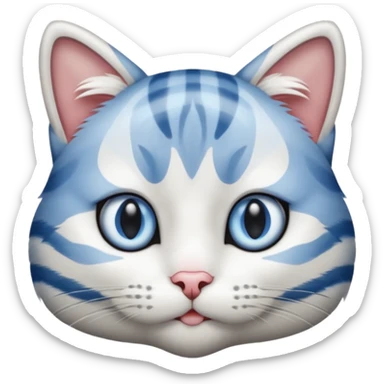 striped cat with white and gray hair and blue eyes sticker