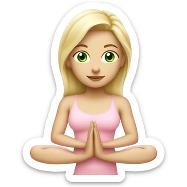 blonde yoga girl light pink clothes green eyes sticker