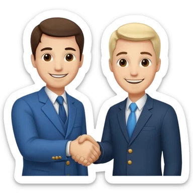 two men smiling and shaking hands sticker