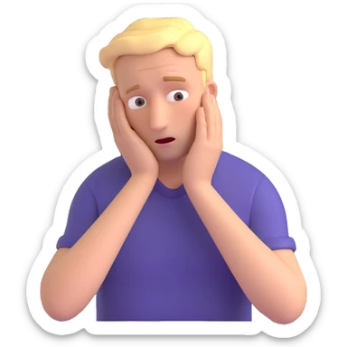man making a mistake, facepalm gesture, surprised or worried look sticker