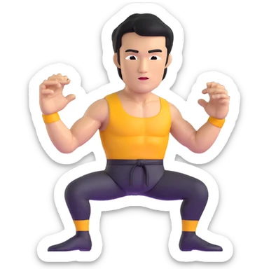 Bruce Lee kung fu master with athletic build, upper body sticker