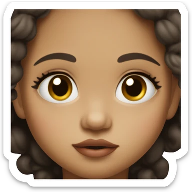 White little brown-eyed baby girl with dark hair and plump lips sticker