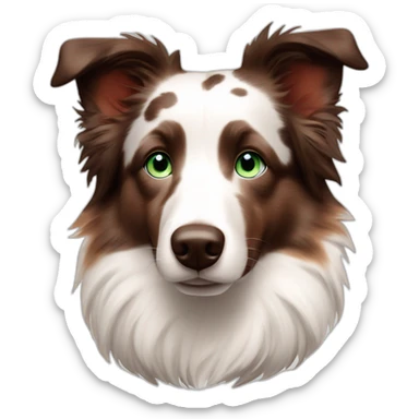 white red merle border collie with brownish spots and blue green eyes sticker
