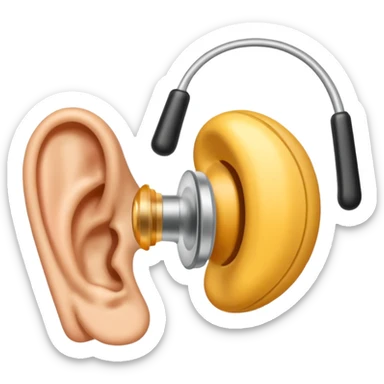 Ear with hearing aid sticker