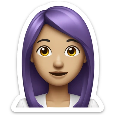 A female realtor with long straight purple and white hair with bangs sticker