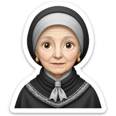 orthodox jewish woman with kerchief tied by neck circa. 1890 make into greyscale elderly sticker