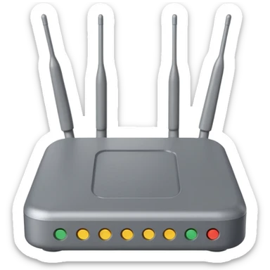 a real, highly realistic modem with antennas sticker