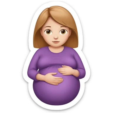 very heavily pregnant overdue woman with super  huge round belly sticker