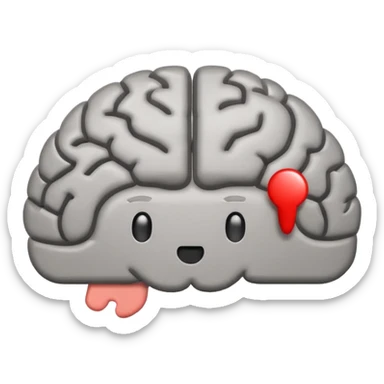 brain emoji with a low battery logo sticker