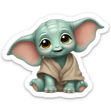 cuty elephant similar to baby yoda with a moartboard sticker