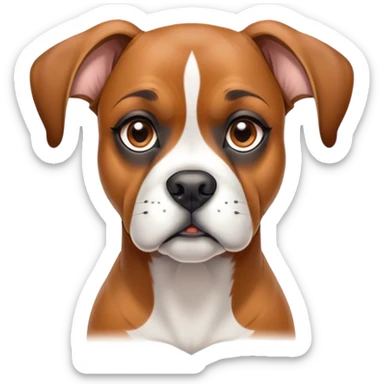 Cinematic Noble Fawn Boxer dog Portrait Emoji, Poised and regal, with a strong, muscular build and a sleek, well-groomed fawn Fur accented by a white muzzle and chest, deep-set soulful brown eyes, Simplified yet sharp and sophisticated features, highly detailed, glowing with a soft, dignified glow, high shine, intelligent and loyal, stylized with an air of strength, focused and attentive, soft glowing outline, capturing the essence of a watchful and confident guardian, so majestic it feels as though it could step out of the screen with effortless authority! sticker