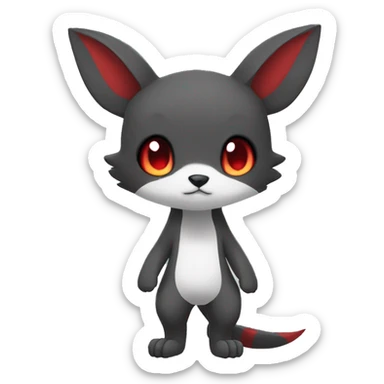 Cute cool black red white grey animal hybrid Fakemon full body sticker