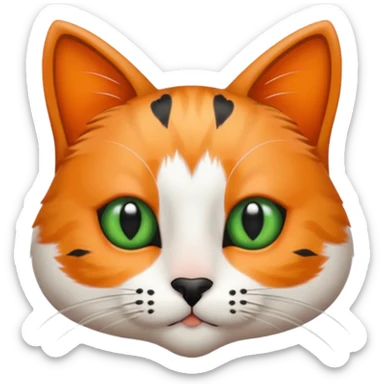 Haz una gata de ojos verdes la cara blanca con mancha negra en las orejas que agarra parte de la frente del lado der pero del iz va desde el ojo hasta la oreja la mancha, tiene la nariz negra en forma de corazón y todo lo que sobra de la cara, barbilla la nariz arriba y el lado de bigotes es blanca sticker