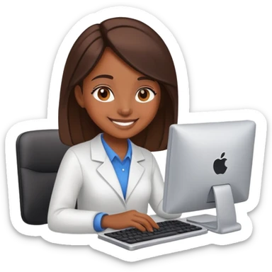 Girl programmer with computer sticker