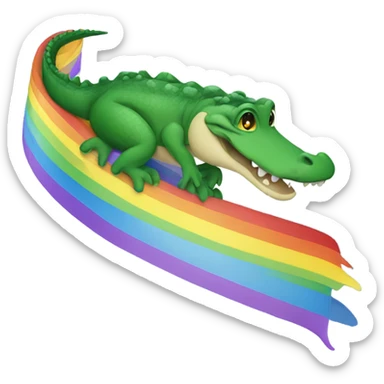 an alligator on a rainbow sticker