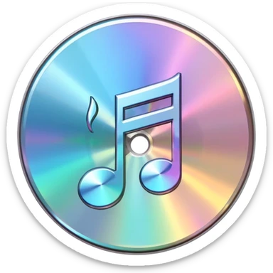 diamond CD emoji in minimalist style with a music note sticker