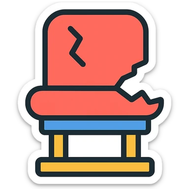 broken football stadium seat, minimal, clean, inspired by Airbnb category icons, simple color palette, clear outlines, modern icon style sticker