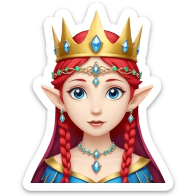 Hyper realistic cosmic elf mage queen fairy pale skin blue eyes Red hair sticker