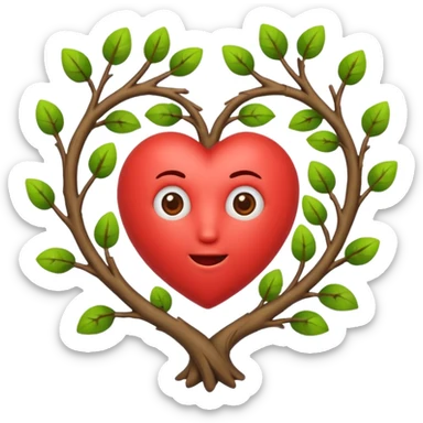 nature bard character heart sign with branches sticker