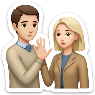 couple with man showing avoidant attachment style (turning away slightly) and woman showing approachable attachment style (reaching out) sticker
