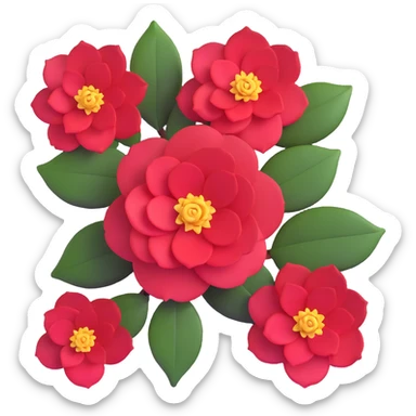 minimalist red camellia with just five layered petals sticker