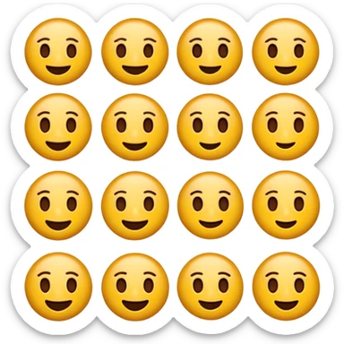 Koyu renk, dağınık dalgalı saçlı, kısa kahküllü, yuvarlak gözlüklü ve büyük kahverengi gözlü bir genç kadının yüzünü gösteren emoji tarzı illüstrasyon. Hafif bir gülümseme veya tatlı bir sırıtış ifadesi var. Cilt tonu açık. sticker