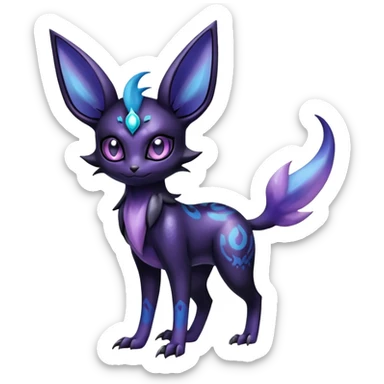 Shiny Dark-gradient Exotic Badass Royal Mysterious Gothic Noibat-Espeon-Umbreon-Pokémon-Fakémon-hybrid-creature (full body) sticker