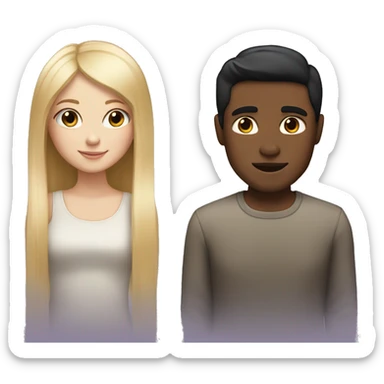 White skin girl with blonde hair and light brown skin guy with straight black hair sticker