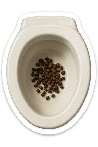 wc dentro cui cadono feci di animale a pallini, iperrealistico 4k sticker