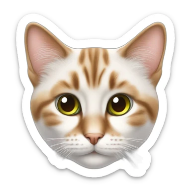 Chat blanc aux poils mis long, aux yeux verts, avec petit bout des oreilles marron sticker