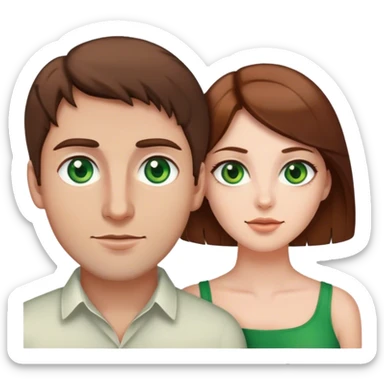 Couple woman with green eyes and brown hair and man with brown hair and brown eyes  sticker