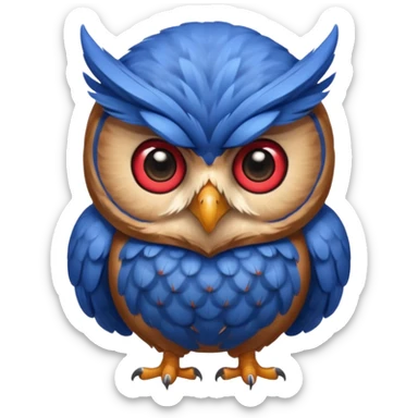 Quiero un búho con una camiseta azul y el medio que diga una u gigante y roja sticker