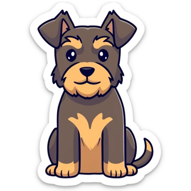 brown schnauzer dog sitting sticker