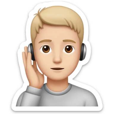 listening with hand to ear sticker