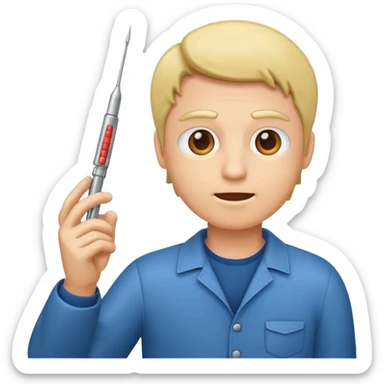 Man shooting up with needle sticker