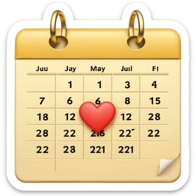 cute kalender , really light yellow/gold/brown themed with maybe a little heart on it. its paper in it and rings at the top of it where the paper is on. it needs to look like its drawed  and the rings at the top instead.  and it not has to look like its standing and a little bit more out zoomed  sticker