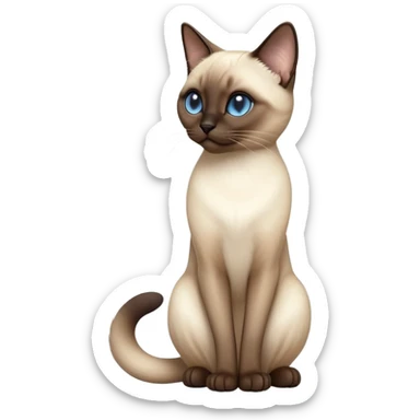 cinematic-[siamese cat]-realistic-full-body-sitting-emoji,-tail-curled-playfully-around-its-paws,-head-tilted-dramatically,-sleek-[siamese]-fur,-simplified-yet-realistic-focused-features,-highly-detailed,-glowing-with-an-almost-sarcastic-glow sticker