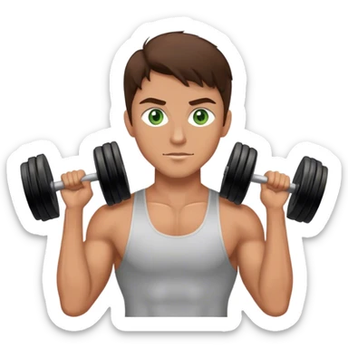 gym guy with brunette hair green eyes and tan skin sticker