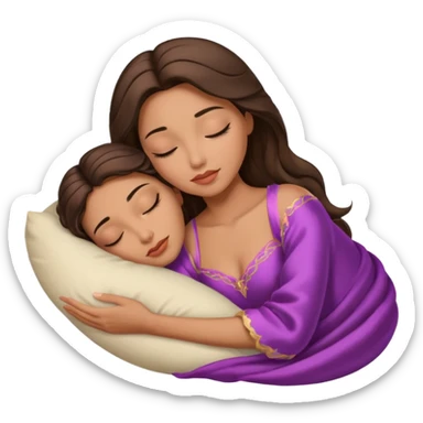 sleeping beauty brunette mixed girl with a silk pillow sticker