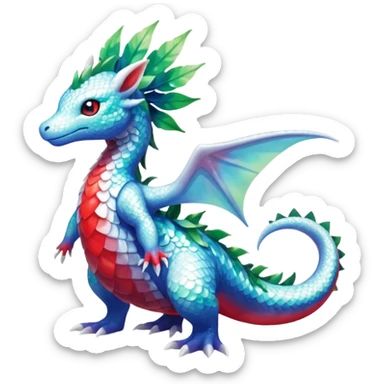 Shiny Sparkly beautiful gorgeous ethereal Scaley Exotic Shaymin-Salandit-Aurorus-Dragonair-Fakémon-hybrid-creature (full body) sticker