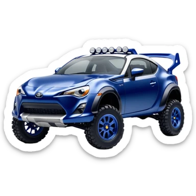 Long wheelbase widened pearly midnight snow dark blue 2nd generation 2025 Toyota 86 off-road racer chrome nerf bars  sticker