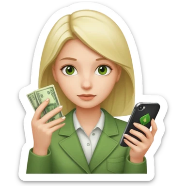 Celular mano de una chica mirando poco dinero sticker