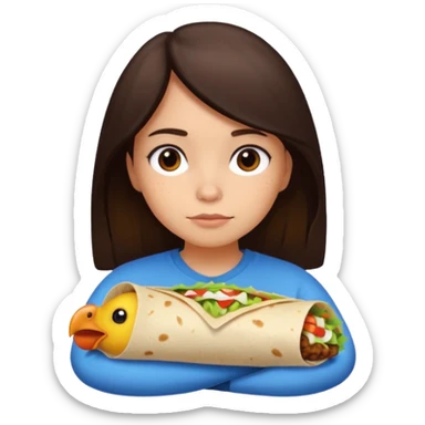 Girl with DARKBROWN  hair "resting chicken burrito face" sticker