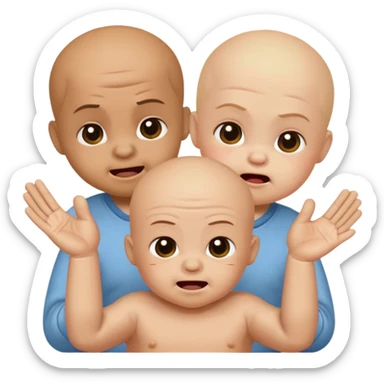 composed of 3 baby 67 brainrots, they all appear to have different emotions. The one on the middle appears to be happy doing the 67 hand gesture while blushing, the one on the right looks angry, looking to fight, and finally, the one on the left looks sad, tired. sticker
