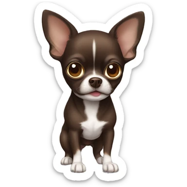 A dark brown chihuahua with a white patch on its forehead sticker