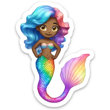 rainbow sparkle mermaid full body  sticker