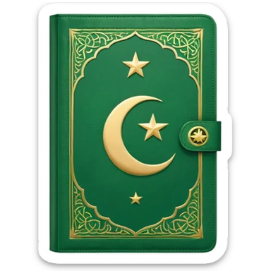 Closed Quran with the Islamic Symbol on it (moon and star) green sticker